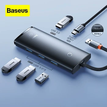 Baseus USB Extender Typec Expansion Dock Многопортовый Концентратор 3.0 Splitter Сетевой Мультиинтерфейсный Конвертер для Ноутбука