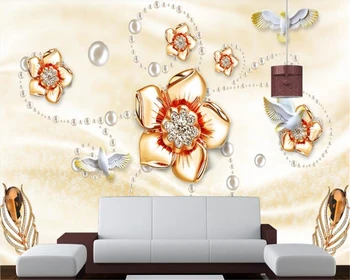 beibehang hudas красота Золотой бриллиантовый цветок романтические европейские ювелирные изделия обои для домашнего декора papel de parede 3d