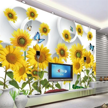 beibehang Youth sunshine sunflower 3D стереофонический ТВ-фон, большие флизелиновые обои на заказ, декоративная роспись