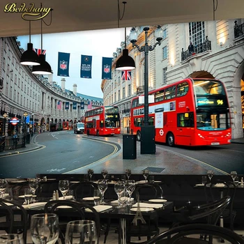beibehang Европейский стиль ретро Лондонский автобус обои ресторан лаундж бар кофейня фоновые обои большая бесшовная фреска