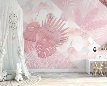 beibehang Пользовательские скандинавские обои ручной росписи розовым геометрическим узором 