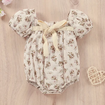 Citgeett/ Летнее платье-боди для новорожденных девочек, сарафан с короткими рукавами с цветочным принтом, повседневная одежда