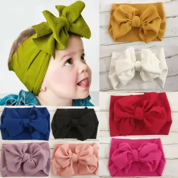 Citgeett Однотонная детская повязка для волос с бантом для малышей и девочек, тюрбан с узлом, милая повязка на голову, головные уборы