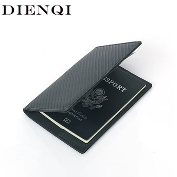 DIENQI Новые обложки для паспорта из углеродного волокна, держатель-бумажник для мужчин, RFID-тонкий маленький кошелек для карт, многофункциональные дорожные аксессуары 2020
