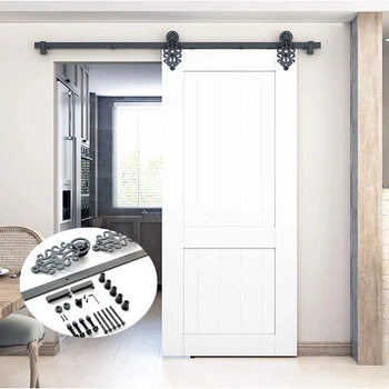 DIYHD TSQ72 6,6-футовый декоративный роликовый Черный Комплект оборудования для раздвижного сарая, одинарная 1 дверь, прост в установке, дверь в комплект не входит