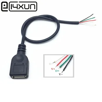 EClyxun 1шт 30 см USB 2.0 Разъем-Розетка Кабель Питания 4Pin Черный Разъем Линии Передачи Данных Для Зарядки