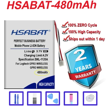 HSABAT Топовый бренд, 100% новый аккумулятор емкостью 480 мАч для беспроводной мыши Logitech GPRO, 3-проводной штекер в наличии