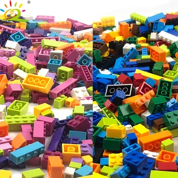 HUIQIBAO MOC 500-1500 шт. Кирпичи Классические Строительные Блоки Город DIY Креативные Игрушки Монтессори Развивающие Детские Игрушки для детей