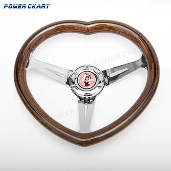 JDM Переоборудование рулевого колеса ABS в форме сердца в деревянном стиле 14-дюймовое спортивное рулевое колесо для универсального автомобиля