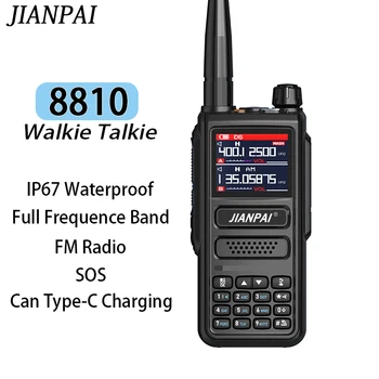 JIANPAI 8810 Портативная рация с Полным диапазоном частот IP67 Водонепроницаемые Двухсторонние Радиостанции Поддержка зарядки Type-C FM-радио SOS AM MDC1200