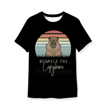 Jumeast Respect The Capybara Графические Мужские Черные футболки С изображением Животных, Мешковатая Футболка Унисекс, Винтажная Легкая Академическая Одежда, Милые Топы