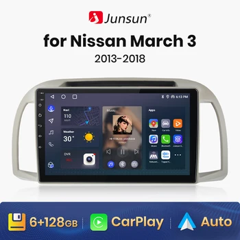 Junsun V1 AI Voice Wireless CarPlay Android Авторадио для Nissan March 3 K12 2002-2010 4G Автомобильный Мультимедийный GPS 2din автомагнитола
