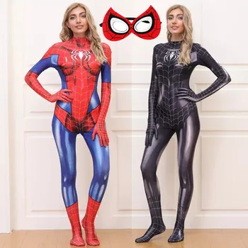 Ladies Adult Spiderman Cosplay Costume, Halloween Superhero Jumpsuit, Cosplay Costume, Carnival Fancy Dress Костюмы для косплея