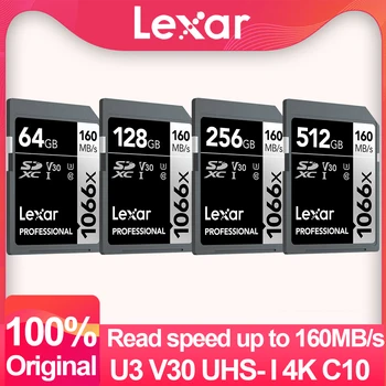 Lexar SD-Карта 1066X Оригинальная до 160 МБ/с 64 ГБ 128 ГБ 256 ГБ SDXC UHS-I U3 V30 Флэш-Карта Памяти Для Цифровой камеры 3D 4K
