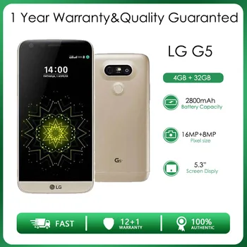 LG G5 H850 Отремонтирован, разблокирован, 32 ГБ 4 ГБ оперативной памяти, 4G LTE, Четырехъядерная камера заднего вида, 16 МП, 5,3 