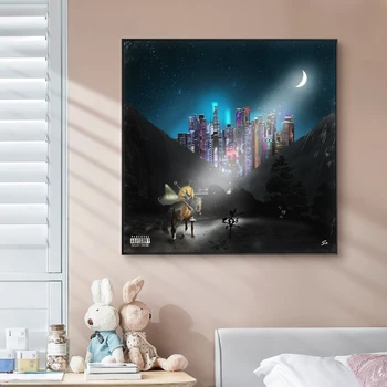 Lil Nas X – ‘Panini’ Обложка музыкального альбома, холст, плакат, хип-хоп Рэпер, поп-музыка, Настенная живопись знаменитостей, Художественное оформление