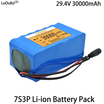 LoOuKo 100% Новый 7S3P Литий-ионный аккумулятор емкостью 24 В 30000 мАч 18650 Зарядное устройство 29,4 В для зарядных устройств для электрических велосипедов