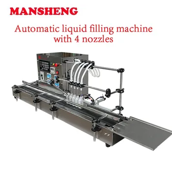 Mansheng 4 Сопла, Автоматическая машина для розлива жидкости, Небольшая Производственная линия, Шестеренчатый насос, Оборудование для розлива фруктового вина с ремнем