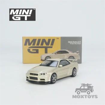 MINI GT 1: 64 Nissan Skylnie GT-R (R34) M-Spec Silica Breath RHD, изготовленная под давлением модель автомобиля