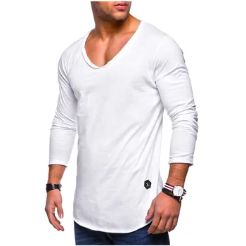 MRMT 2023, новая мужская модная мужская футболка большого размера с длинным рукавом, однотонная повседневная нижняя рубашка с V-образным вырезом