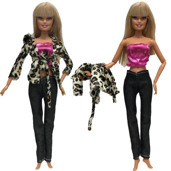 NK One Set Кукольное леопардовое пальто + верхняя одежда ручной работы, модное платье для куклы Барби, аксессуары, детские игрушки, подарок для девочек