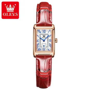 OLEVS 6625 Модные кварцевые женские наручные часы с водонепроницаемым ремешком из искусственной кожи, квадратные, прямоугольные, роскошные женские часы из розового золота Reloj Mujer