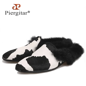 Piergitar/ новый стиль, мужские тапочки из конского волоса с меховой спинкой, модный показ, мужские модельные туфли, большие размеры, мужские тапочки для курения