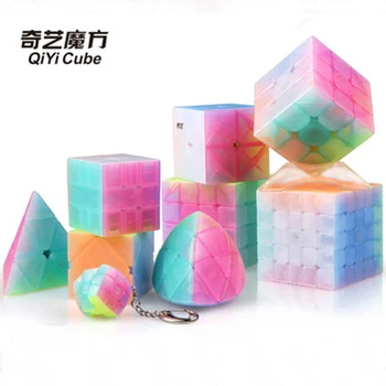 QiYi Jelly 2x2 3x3 4x4 5x5 Пирамидка Брелок Цветной Волшебный Куб Скоростной Куб Развивающий Cubo Magico Головоломка Игрушка для Детей Подарок Малышу