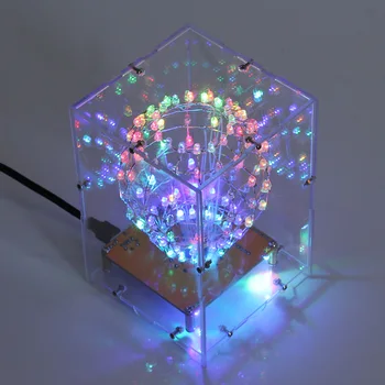 RGB LED Cubic Ball DIY Kit, Красочный светодиодный световой куб, Кубический шар с оболочкой, Креативный электронный комплект, пульт дистанционного управления, ночные светильники DIY