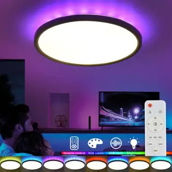 RGB Светодиодный потолочный светильник скрытого монтажа с дистанционным управлением, 3000-6500 К, с регулируемой яркостью, меняющий цвет, для детской вечеринки в спальне, фестиваля