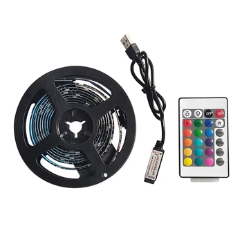 SZYOUMY 5V USB LED Strip Light 5050 RGB 16 Цветов Водонепроницаемая Гибкая Светодиодная Лента С Подсветкой ТЕЛЕВИЗОРА, Меняющая Цвет с помощью Пульта Дистанционного Управления 24 клавиши