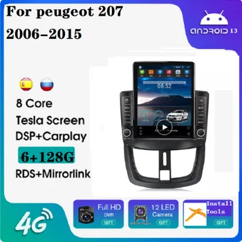 Tesla Android 10 IPS DSP 4 + 64 ГБ автомобильное видео для peugeot 207 2006-2015 автомобильный Android-плеер Carplay RDS автомобильная навигация