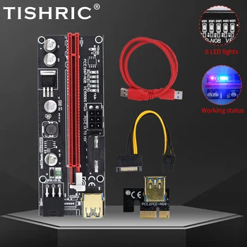 TISHRIC 6 Светодиодных ламп VER009S Plus Riser для Майнинга Видеокарты Удлинитель PCI PCIE Riser 009S Plus PCI E 16x Riser Card
