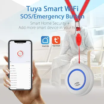 Tuya Smart Wifi Кнопка аварийной сигнализации SOS Беспроводной датчик Система оповещения медсестры Пейджер для ухода за пожилыми пациентами Smartlife