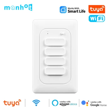 Tuya WiFi Smart Life Выключатель Света Кнопочный Прерыватель Без Нейтрали и с Нейтральным Настенным Выключателем США 1-4 Банды Alexa Google Home