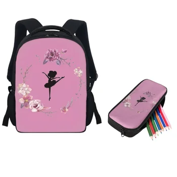Twoheartsgirl Детские школьные сумки, комплект из 2 предметов, мультяшные балетные костюмы для девочек, детские мини-рюкзаки, школьный ранец для детского сада, сумка для карандашей, костюм