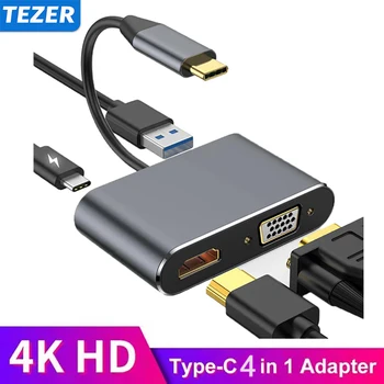USB C Концентратор Type C-HDMI-совместимый Разветвитель Type C-VGA USB C 3.0 Адаптер для быстрой зарядки PD USB-концентратор для ПК Xiaomi Аксессуары