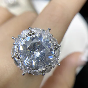 Versa Увеличенное кольцо с полным циркониевым покрытием весом 10,0 карат, с внутренним покрытием 18 карат, нишевый дизайн, смелое открытое кольцо