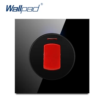 Wallpad L6 Черное Стекло Выключатель плиты 45A Кондиционер переменного тока двухполюсный выключатель питания