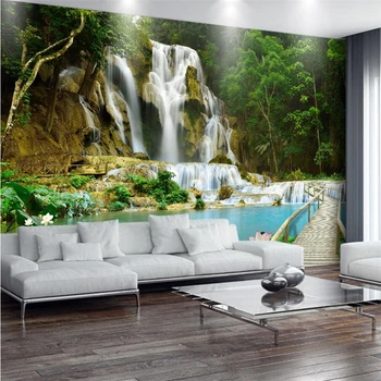 wellyu papel de parede Обои на заказ Пейзаж водопад 3D пейзажный фон настенные фрески фотообои behang