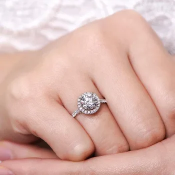 Wlt Кольца с белыми кристаллами для женщин, Круглое кольцо с фианитами, Искрящееся Обручальное кольцо, модные ювелирные изделия из кристаллов