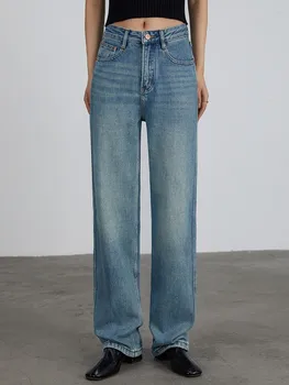 ZHISILAO/ Новые широкие джинсы, женские винтажные синие Классические свободные прямые джинсовые брюки полной длины, весна-лето 2023 г.