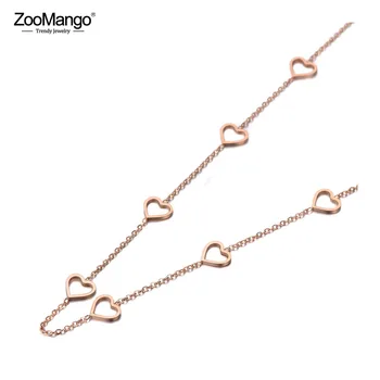 ZooMango Модные ожерелья-чокеры из титана и нержавеющей стали с кристаллами CZ Love Heart Для женщин и девочек, очаровательное ожерелье ZN19202