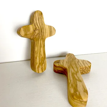 Zuluf Small Olive Wood Comfort Cross Из Вифлеема, Израиль | Держа крест В кармане | Религиозный подарок для детей и взрослых