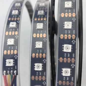Адресуемая светодиодная пиксельная лента DC5V APA107; 60 светодиодов / м с разрешением 60 пикселей / м; ЧЕРНАЯ печатная плата; водонепроницаемая силиконовая трубка; IP66; 4 м в рулоне