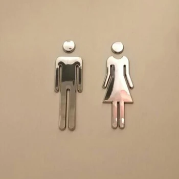 Акриловый символ туалета, Мужская и женская или унисекс вывеска для ванной комнаты на клейкой основе для отеля, офиса, дома, ресторана 2023