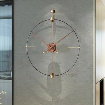 Американские металлические бесшумные настенные часы для ресторанной мебели Настенные подвесные часы Бытовые Простые Декоративные настенные часы для гостиной