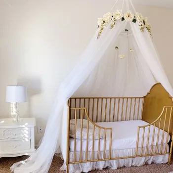 Балдахин в скандинавском стиле, Верхнее кольцо с розой, москитная сетка, кружевная детская кроватка, подвесная палатка, декор комнаты для детей, девочек, принцессы