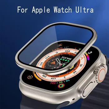 Бампер из титанового сплава + Закаленное стекло для Apple Watch Ultra 49 мм Аксессуары для H11 Ultra Plus, ZD8 Ultra Max, iwatch Ultra 1:1