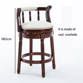 Барные стулья из скандинавского дерева, кухонная мебель, высокие табуреты для современного домашнего кафе, европейский табурет со спинкой, кожаные американские вращающиеся барные стулья